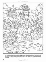 Coloring Goddess Pages Goddesses Yin Adult Colouring Adults Kuan Book Color Guan Sheets Kali Quan Kids Dover Hindu Norse 78kb sketch template