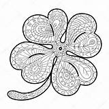 Leaf Clover Four Coloring Illustration Adult Stock Pages Drawn Hand Doodle Vector Ethnic Ornamental Relaxation Therapy Book Style Depositphotos sketch template