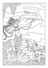Detailed Mermaids Coloringhome Bulk Related sketch template