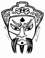 Coloring Chinese Ghost Mask sketch template