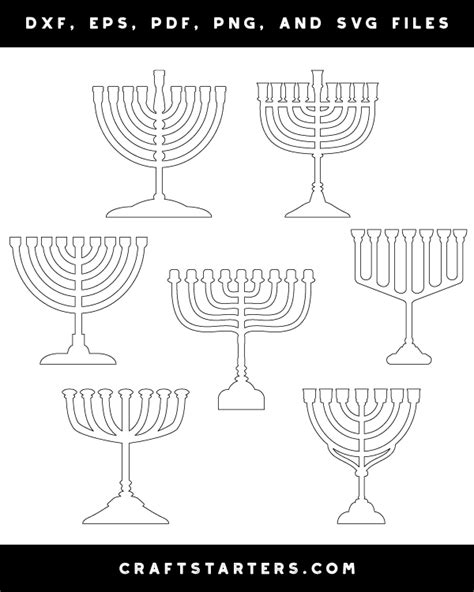 menorah outline patterns dfx eps  png  svg cut files