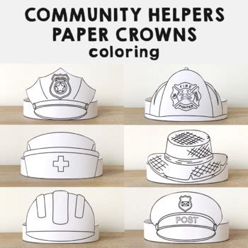 community helpers paper hats career day printable paper coloring craft