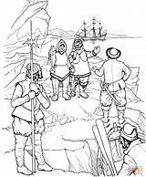 Coloring Explorers Eskimo America Pages Meets North First Drawing sketch template