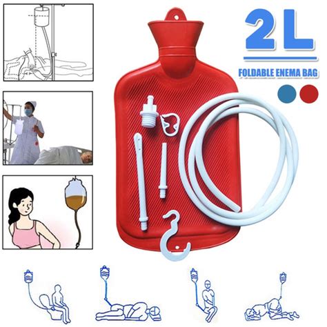 Saco De Enema Reutilizável Manual 2l Garrafa De água Quente Limpeza De