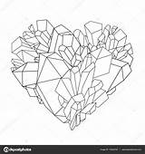 Crystal Heart Coloring Pages Crystals Graphic Book Rock Line Template Illustration Preview Vector sketch template