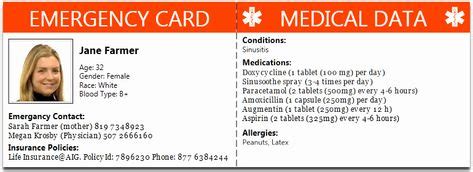 information card template elegant     diabetic medical id card