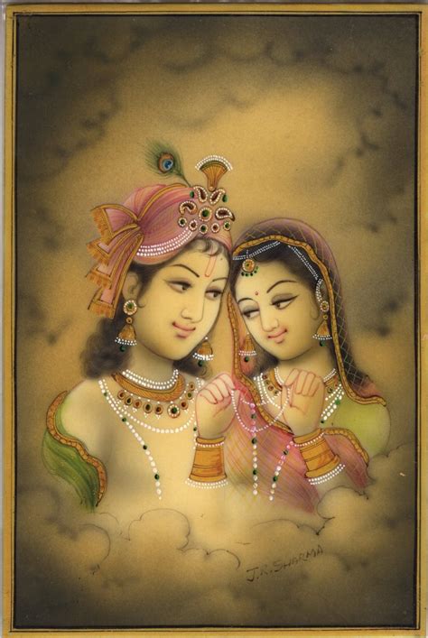 Lord Krishna Radha Painting Handmade Hindu Religious God