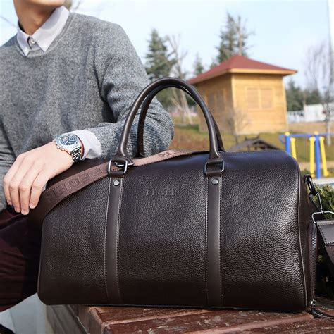 fashion extra large weekend duffel bag large genuine leather business mens travel bag popular
