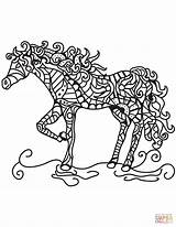 Coloring Horse Pages Zentangle sketch template