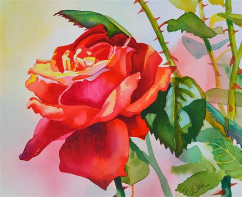 red rose flower painting pj cook artist studio