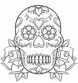 Skull Coloring Sugar Pages Roses Skulls Dia Muertos Printable Los Simple Rose Drawing Print Color Pdf Flower Sheets Tattoo Dead sketch template
