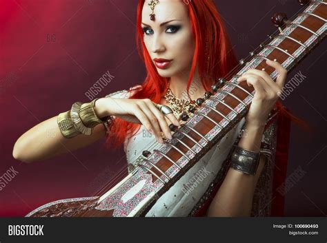 beautiful redhead woman indian sari image and photo bigstock