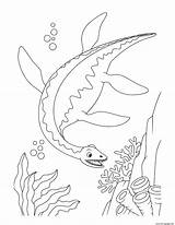 Coloring Dinosaur Water Pages Swimming Plesiosaurus Under Printable sketch template