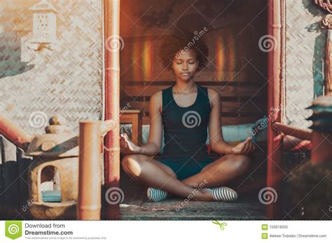 Black Girl Reached Nirvana During Meditation Stock Image