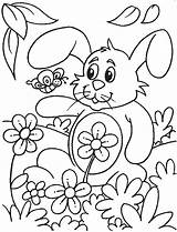 Coloring Pages March Flowers Rabbit Bunny Sheets Spring Field Kids Beautifull Comments sketch template