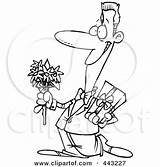 Courting Holding Flowers Man Outline Gift Cartoon Toonaday Royalty Illustration Clip Rf 2021 sketch template