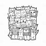 Doodle Cat Coloring Pages Cute Cats Doodles Cool Drawing Drawings Style Vector Choose Board sketch template