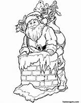 Santa Claus Coloring Chimney Down Pages Printable Color Goes Christmas Outline Noel Town Print Painting Clipart Papa Faces Peacock Sheet sketch template