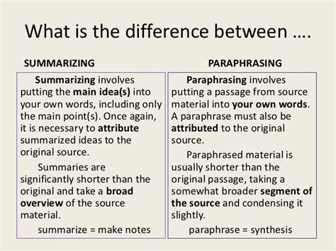 paraphrasing skills summarize paraphrase easily confused words
