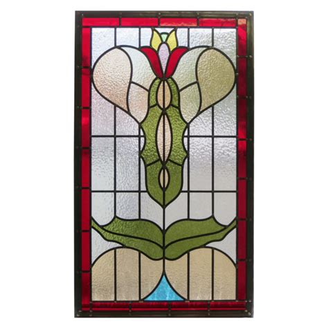 Art Nouveau Stained Glass Panel From Period Home Style