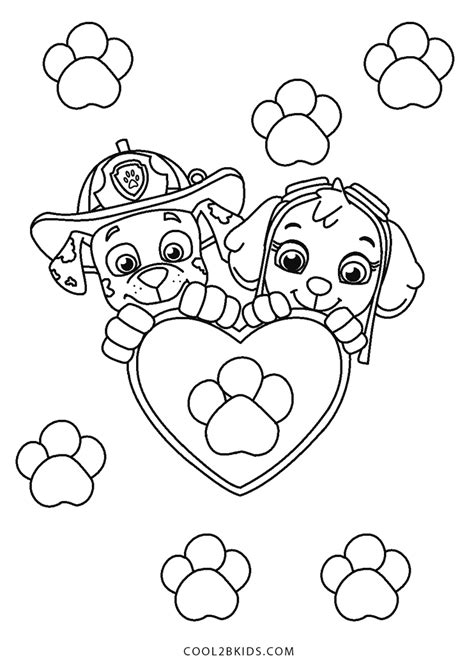 paw patrol valentine coloring coloring pages