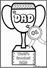 Colouring Dad Pages Kids Father Trophy Printable Fathers Greatest Hand Time Sheet sketch template