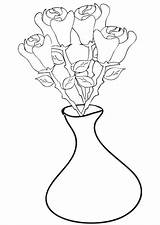 Roses Vase Coloring Printable sketch template