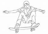 Skate Skateboard Coloring Drawing Sketch Skateboarding Ollie Skating Board Colouring Pages Cool Large Deck Tech sketch template
