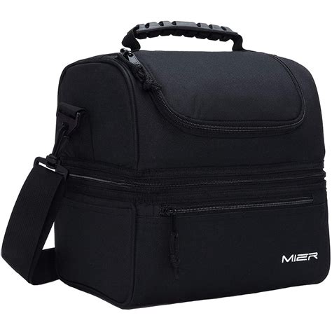 mier adult lunch box insulated lunch bag large cooler tote bag  men women double deck