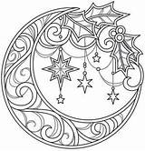 Coloring Pages Christmas Adult Printable Celestial Mandala Celtic Books Urban Urbanthreads Threads Patterns Moon Wreath Lunar Designs Print Embroidery Colouring sketch template