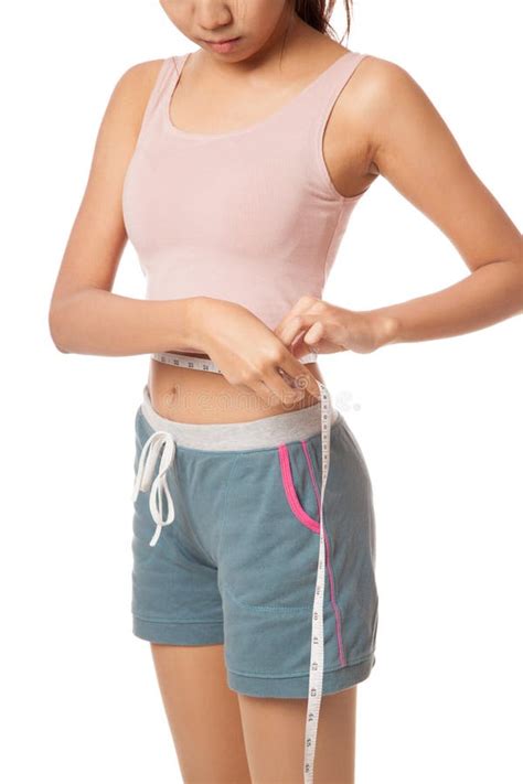 Asian Slim Girl With Measuring Tape Stock Image Image Of Health