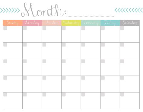 blank monthly calendar template  printable templates  ulys  printable