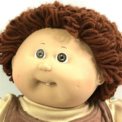 vintage  cabbage patch kids doll boy brown hair  eyes etsy