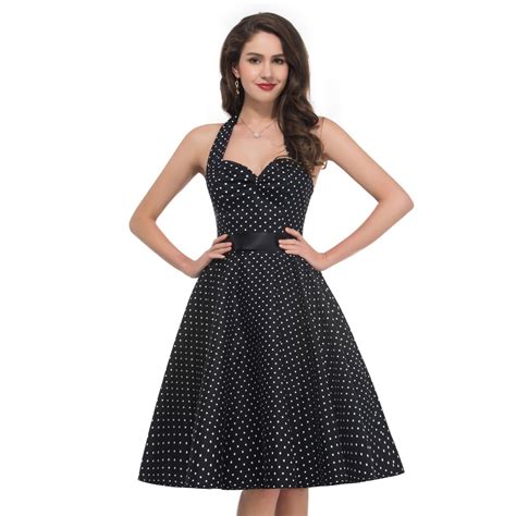 gk retro vintage halter dresses polka dots printing elegant knee length