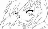Anime Coloring Pages Easy Girl Getdrawings sketch template