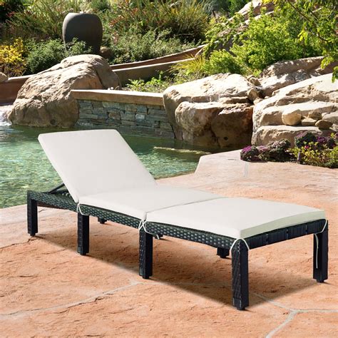 enyopro outdoor rattan wicker lounge chair adjustable reclining backrest lounger chair modern