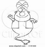 Genie Cartoon Coloring Waving Chubby Clipart Thoman Cory Outlined Vector 2021 sketch template