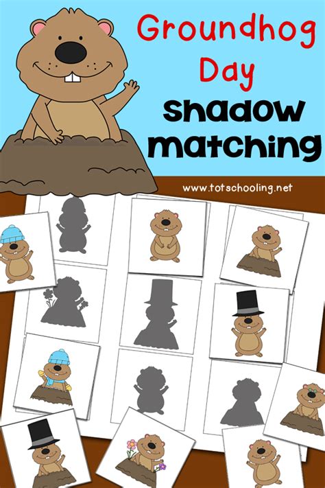 fun learning  kids groundhog day shadow matching activity