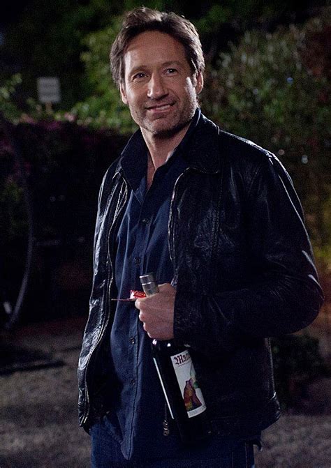 david duchovny as hank moody in californication with a bottle of