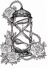 Hourglass Tattoo Roses Celestial Drawing Coloring Glass Hour Alchemy Tattoos Adult Drawings Rosalie Tatuaggi Leo Young Time Disegni Bacheca Scegli sketch template
