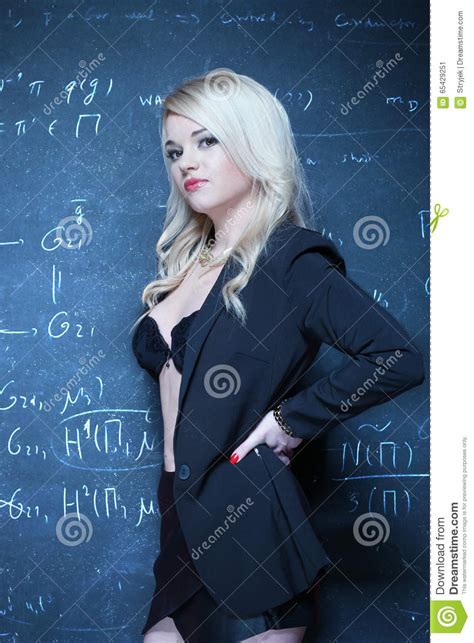 Blonde Teacher Wearing Lingerie Stock Image Image Of