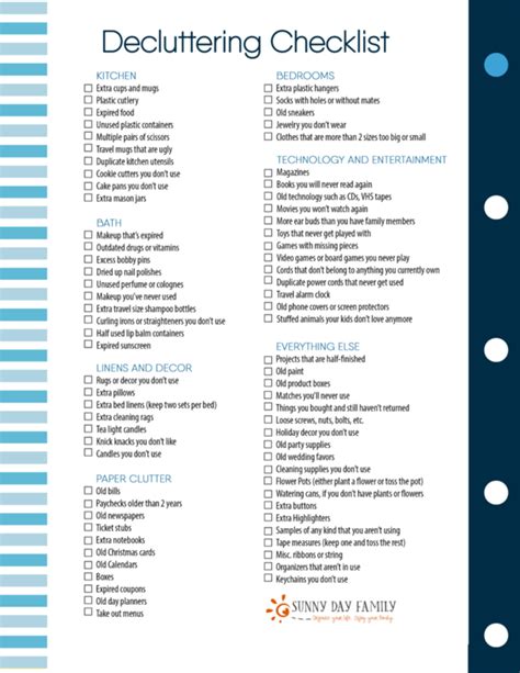 printable declutter checklist
