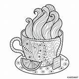 Coloring Tea Cup Pages Adults Coffee Fotolia Colouring Zentangle Au Getcolorings Cups Printable sketch template