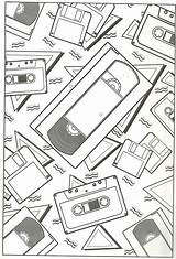 Vhs Cassette Floppy Disc sketch template