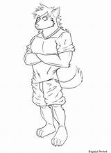 Furry Wolf Anthro Male Coloring Template Poses Pages Line sketch template