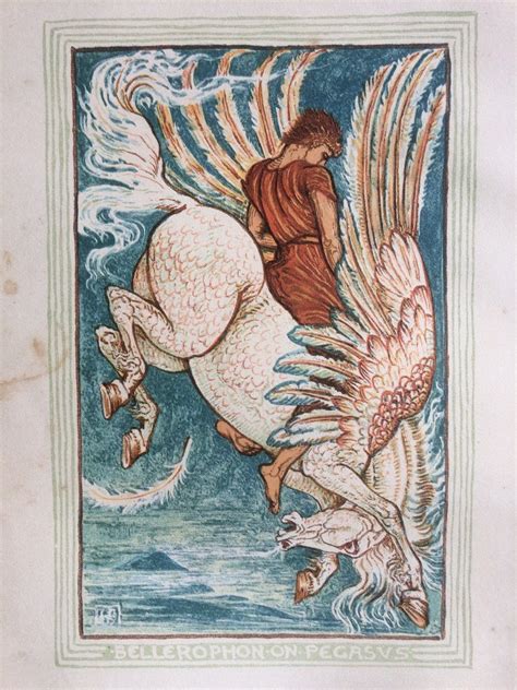 Antique Print Bellerophon On Pegasus Greek Myth By Walter Etsy