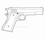 Colt Lineart Armas Pistolas M1911 Desenhos Glock Selbermachen Pistola Arma Dibujo Desenhar Pistolet Tegninger Pistoler Fuego Infante Marco M4 Revolver sketch template
