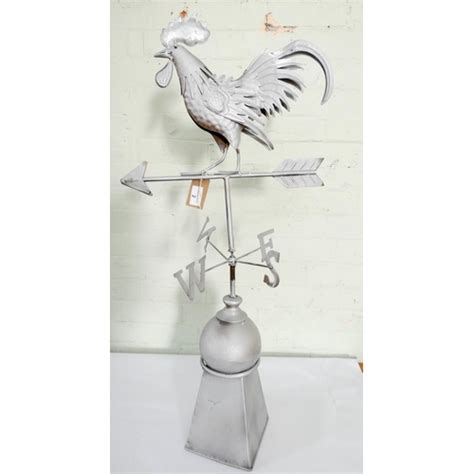 silver painted cockerel weather vane