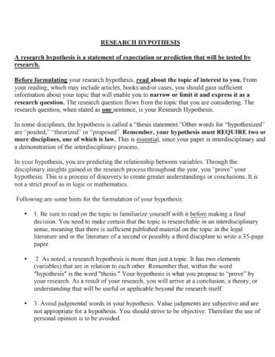 hypothesis  examples format