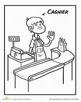 Cashier Grocery sketch template